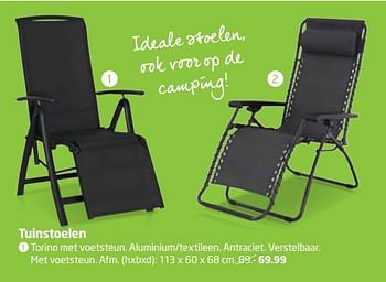 Aanbiedingen Tuinstoelen torino met voetsteun - Huismerk - Formido - Geldig van 01/05/2017 tot 14/05/2017 bij Formido