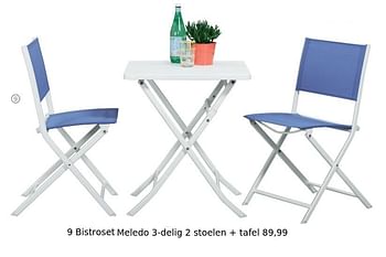 Aanbiedingen Bistroset meledo 3-delig 2 stoelen + tafel - Huismerk - Leen Bakker - Geldig van 06/04/2017 tot 26/08/2017 bij Leen Bakker