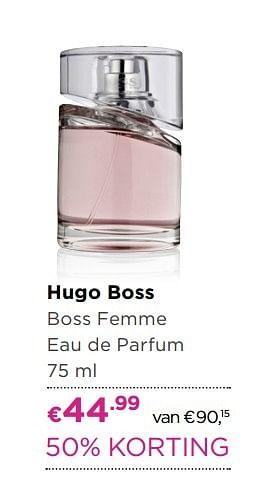 Aanbiedingen Hugo boss boss femme eau de parfum - Hugo Boss - Geldig van 01/05/2017 tot 14/05/2017 bij Ici Paris XL