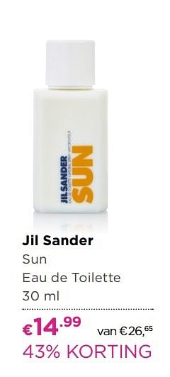 Aanbiedingen Jil sander sun eau de toilette - Jil Sander - Geldig van 01/05/2017 tot 14/05/2017 bij Ici Paris XL