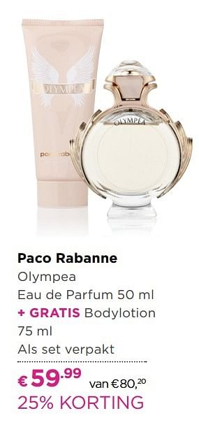 Aanbiedingen Paco rabanne olympea eau de parfum - Paco Rabanne - Geldig van 01/05/2017 tot 14/05/2017 bij Ici Paris XL