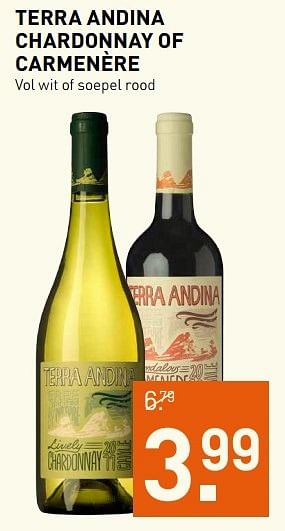 Aanbiedingen Terra andina chardonnay of carmenère - Rode wijnen - Geldig van 01/05/2017 tot 14/05/2017 bij Gall & Gall