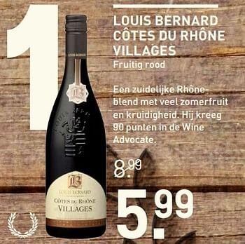 Aanbiedingen Louis bernard c - Rode wijnen - Geldig van 01/05/2017 tot 14/05/2017 bij Gall & Gall