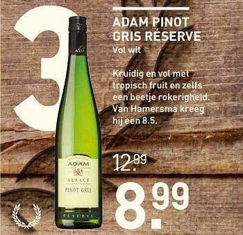 Aanbiedingen Adam pinot gris réserve - Witte wijnen - Geldig van 01/05/2017 tot 14/05/2017 bij Gall & Gall