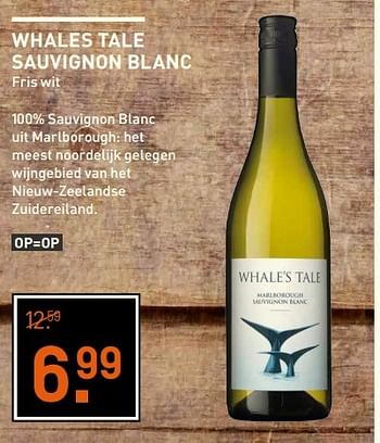 Aanbiedingen Whales tale sauvignon blanc - Witte wijnen - Geldig van 01/05/2017 tot 14/05/2017 bij Gall & Gall