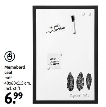 Aanbiedingen Memobord leaf - Huismerk - Xenos - Geldig van 01/05/2017 tot 14/05/2017 bij Xenos