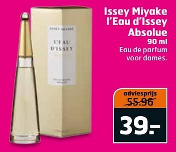 Aanbiedingen Issey miyake l`eau d`issey absolue - Issey Miyake - Geldig van 02/05/2017 tot 14/05/2017 bij Trekpleister