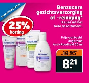 Aanbiedingen Dagcrème anti-roodheid - Benzacare - Geldig van 02/05/2017 tot 14/05/2017 bij Trekpleister