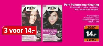 Aanbiedingen Perfect gloss color haarkleuring donker robijn - Poly palette - Geldig van 02/05/2017 tot 14/05/2017 bij Trekpleister