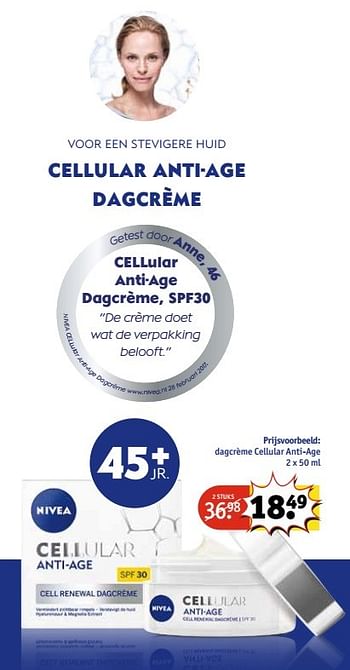 Aanbiedingen Dagcrème cellular anti-age - Nivea - Geldig van 09/05/2017 tot 14/05/2017 bij Kruidvat
