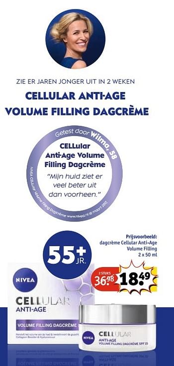 Aanbiedingen Dagcrème cellular anti-age volume filling - Nivea - Geldig van 09/05/2017 tot 14/05/2017 bij Kruidvat