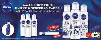 Aanbiedingen Doucheschuim shower silk crème care moederdag editie+ gratis watervaste stift - Nivea - Geldig van 09/05/2017 tot 14/05/2017 bij Kruidvat
