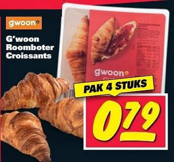 Aanbiedingen G`woon roomboter croissants - Gâ€™woon - Geldig van 08/05/2017 tot 14/05/2017 bij Nettorama