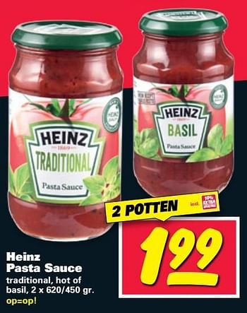 Aanbiedingen Heinz pasta sauce - Heinz - Geldig van 08/05/2017 tot 14/05/2017 bij Nettorama