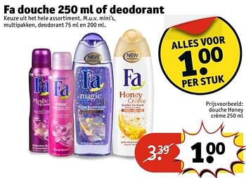 Aanbiedingen Fa douche of deodorant - Fa - Geldig van 09/05/2017 tot 14/05/2017 bij Kruidvat