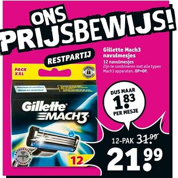 Aanbiedingen Gillette mach3 navulmesjes - Gillette - Geldig van 09/05/2017 tot 14/05/2017 bij Kruidvat