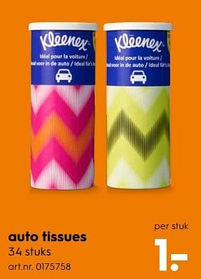 Aanbiedingen Auto tissues - Kleenex - Geldig van 06/05/2017 tot 14/05/2017 bij Blokker