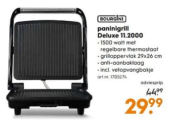 Aanbiedingen Bourgini paninigrill deluxe 11.2000 - Bourgini - Geldig van 06/05/2017 tot 14/05/2017 bij Blokker