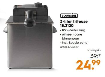 Aanbiedingen Bourgini 3-liter friteuse 18.2120 - Bourgini - Geldig van 06/05/2017 tot 14/05/2017 bij Blokker