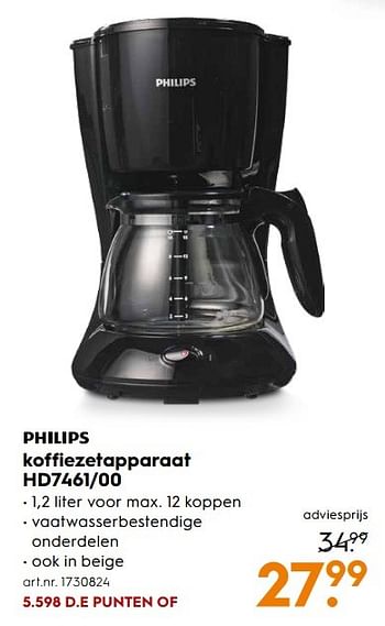 Aanbiedingen Philips koffiezetapparaat hd7461-00 - Philips - Geldig van 06/05/2017 tot 14/05/2017 bij Blokker