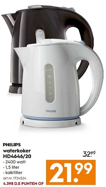 Immigratie Vloeibaar Verfijning Philips Philips waterkoker hd4646-20 - Promotie bij Blokker