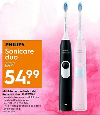 Aanbiedingen Philips elektrische tandenborstel sonicare duo hx6232-41 - Philips - Geldig van 06/05/2017 tot 14/05/2017 bij Blokker