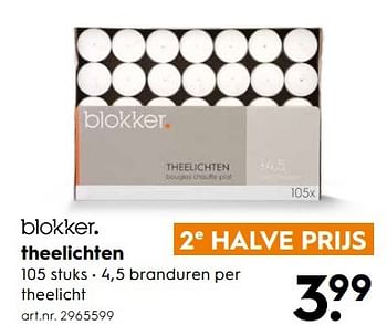 Aanbiedingen Theelichten - Huismerk - Blokker - Geldig van 06/05/2017 tot 14/05/2017 bij Blokker