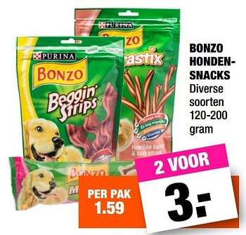 Aanbiedingen Bonzo hondensnacks - Bonzo - Geldig van 08/05/2017 tot 21/05/2017 bij Big Bazar