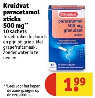 Aanbiedingen Kruidvat paracetamol sticks - Huismerk - Kruidvat - Geldig van 09/05/2017 tot 14/05/2017 bij Kruidvat