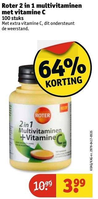 Aanbiedingen Roter 2 in 1 multivitaminen met vitamine c - Roter - Geldig van 09/05/2017 tot 14/05/2017 bij Kruidvat