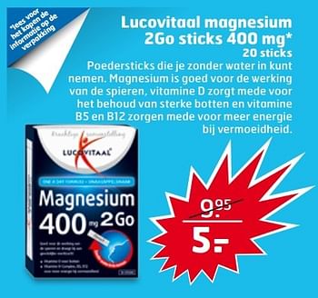 Aanbiedingen Lucovitaal magnesium - Lucovitaal - Geldig van 09/05/2017 tot 14/05/2017 bij Trekpleister