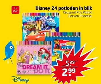 Aanbiedingen Disney 24 potloden in blik - Disney - Geldig van 09/05/2017 tot 14/05/2017 bij Trekpleister