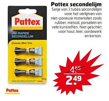 Aanbiedingen Pattex secondelijm - Pattex - Geldig van 09/05/2017 tot 14/05/2017 bij Trekpleister