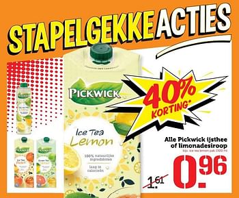 Aanbiedingen Alle pickwick ijsthee of limonadesiroop - Pickwick - Geldig van 08/05/2017 tot 14/05/2017 bij Coop