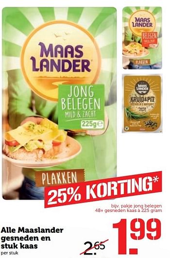 Aanbiedingen Alle maaslander gesneden en stuk kaas - Maaslander - Geldig van 08/05/2017 tot 14/05/2017 bij Coop