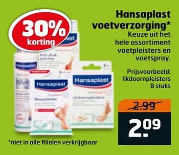 Aanbiedingen Hansaplast voetverzorging likdoornpleisters - Hansaplast - Geldig van 02/05/2017 tot 14/05/2017 bij Trekpleister