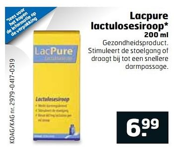 Aanbiedingen Lacpure lactulosesiroop - Lacpure  - Geldig van 02/05/2017 tot 14/05/2017 bij Trekpleister