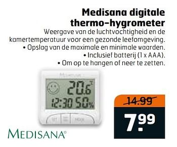 Aanbiedingen Medisana digitale thermo-hygrometer - Medisana - Geldig van 02/05/2017 tot 14/05/2017 bij Trekpleister
