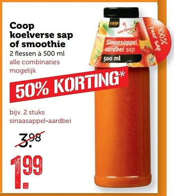 Aanbiedingen Coop koelverse sap of smoothie - Huismerk - Coop - Geldig van 08/05/2017 tot 14/05/2017 bij Coop