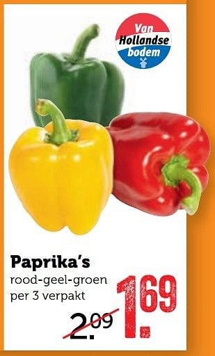 Aanbiedingen Paprika`s rood-geel-groen - Huismerk - Coop - Geldig van 08/05/2017 tot 14/05/2017 bij Coop