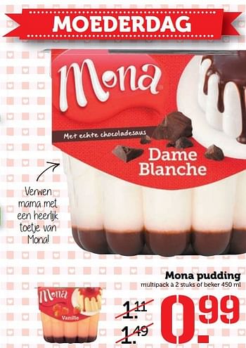 Aanbiedingen Mona pudding - Mona - Geldig van 08/05/2017 tot 14/05/2017 bij Coop