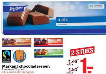 Aanbiedingen Markant chocoladerepen - Markant - Geldig van 08/05/2017 tot 14/05/2017 bij Coop