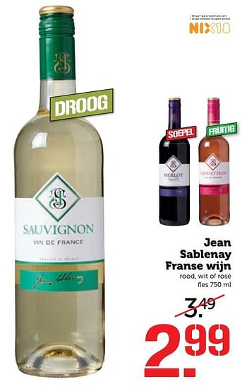 Aanbiedingen Jean sablenay franse wijn - Witte wijnen - Geldig van 08/05/2017 tot 14/05/2017 bij Coop