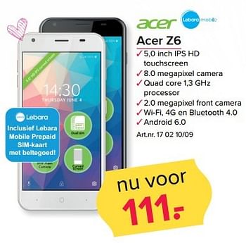 Aanbiedingen Acer z6 - Acer - Geldig van 08/05/2017 tot 14/05/2017 bij Kijkshop