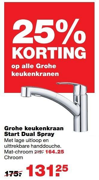 Aanbiedingen Grohe keukenkraan start dual spray - Grohe - Geldig van 08/05/2017 tot 14/05/2017 bij Praxis