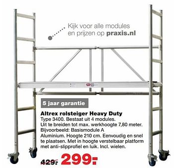 Aanbiedingen Altrex rolsteiger heavy duty - Altrex - Geldig van 08/05/2017 tot 14/05/2017 bij Praxis