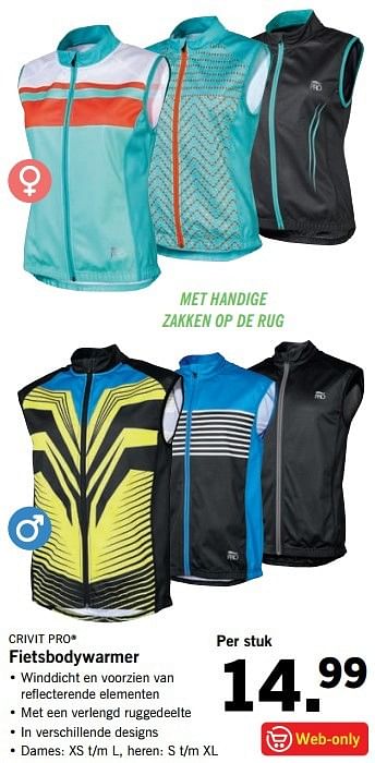 Aanbiedingen Fietsbodywarmer - Crivit - Geldig van 08/05/2017 tot 14/05/2017 bij Lidl