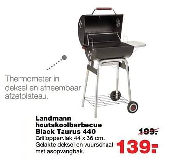Aanbiedingen Landmann houtskoolbarbecue black taurus 440 - Landmann - Geldig van 08/05/2017 tot 14/05/2017 bij Praxis