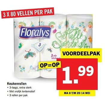 Aanbiedingen Keukenrollen - Floralys - Geldig van 08/05/2017 tot 14/05/2017 bij Lidl