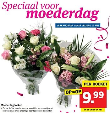 Aanbiedingen Moederdagboeket - Huismerk - Lidl - Geldig van 08/05/2017 tot 14/05/2017 bij Lidl